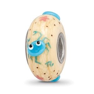925 Sterling Silver Reflections Hand Painted Crab Cream Glass Bead